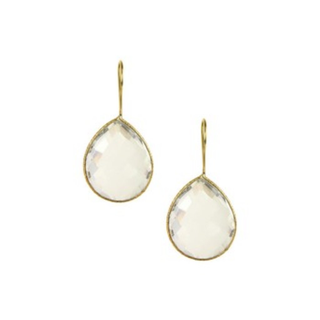 New Clear Quartz 18k Gold-Plated Teardrop Earrings 35$